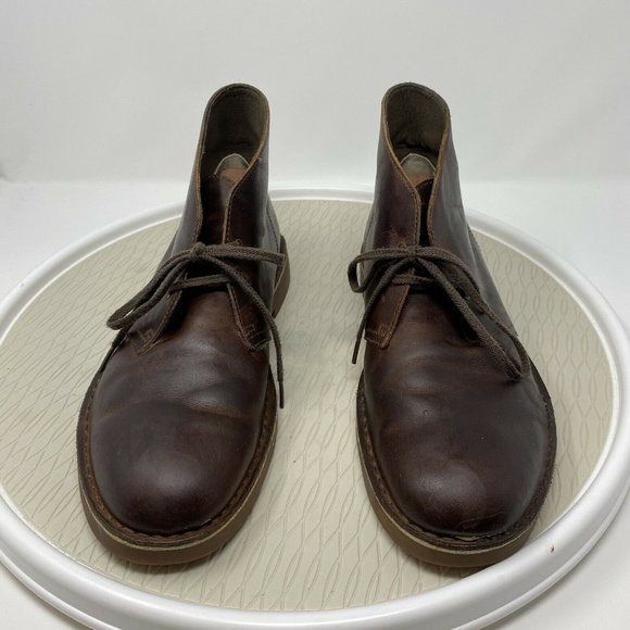 Clarks Men Desert Boots 11 Brown Leather Lace Up Ankle Boot Shoes Distressed main image 4
